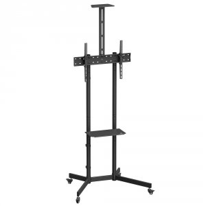 Stand wózek do TV Maclean MC-113 B, półka na kamerę, na kółkach, 37-70&quot;, max. obciążenie 45kg/5kg półka, max. VESA 600x400