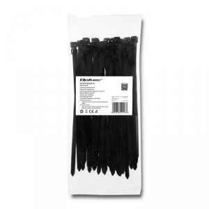 Opaska zaciskowa Qoltec | 7.2*200 | 50szt | nylon UV | Czarna