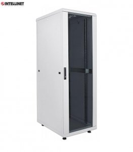 Szafa stojąca, zmontowana Intellinet 42U, 600x600, Rack 19&quot;, szklane drzwi, szara
