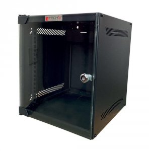Szafa wisząca, zmontowana Techly 6U, 280x320, Rack 10&quot;, szklane drzwi, czarna