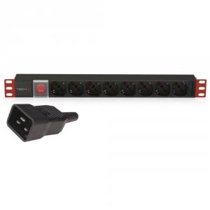 Listwa zasilająca Techly Rackowa 19&quot; 1U, 8 xSchuko/UNEL 3m. czarna