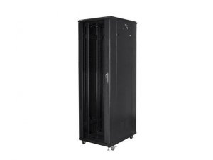 Szafa instalacyjna Rack stojąca 19&quot; 42U 800x800 drzwi szklane czarna Lanberg (złożona)