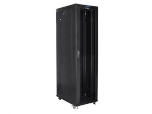 Szafa instalacyjna Rack stojąca 19&quot; 47U 800x1000 czarna drzwi szklane LCD Lanberg (flat pack)