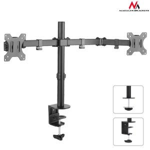 Uchwyt biurkowy na 2 monitory Maclean MC-754 13-32&quot; 8kg czarny VESA 75x75 oraz 100x100