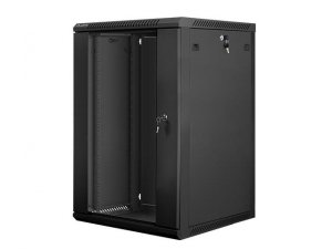 OUTLET: Szafa instalacyjna Rack wisząca 19" 18U 600x600 czarna Lanberg (flat pack) - USZ OPAK