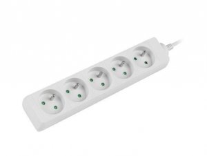 Listwa przedłużacz Lanberg 1,5m biała 5x 230V PL, kabel wykonany z pełnej miedzi