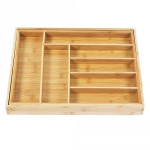 Organizer na sztućce GreenBlue GB379, rozsuwany, bambusowy, 325-500x430x45mm