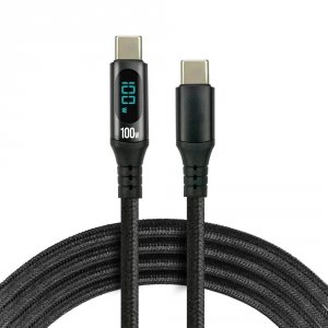 Kabel USB-C -&gt; USB-C everActive CBB-1PD5L 1m 100W wbudowany wyświetlacz czarny