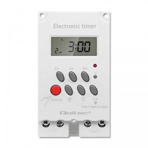 Programator czasowy Qoltec elektroniczny PC0629 na szynę DIN| LCD