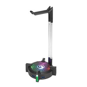 Stojak na słuchawki Marvo HZ-04, HUB x 4 USB, LED