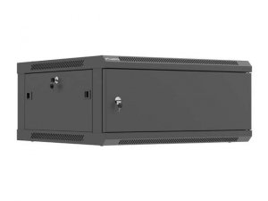 Szafa instalacyjna Rack wisząca 19" 4U 600x600 czarna drzwi metalowe Lanberg (flat pack)