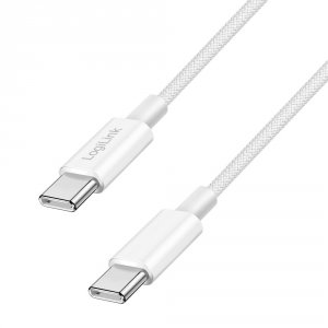 Kabel USB 2.0 LogiLink CU0342 USB-C - USB-C, M/M, 480 Mb/s, 60 W, biały, 1,5m