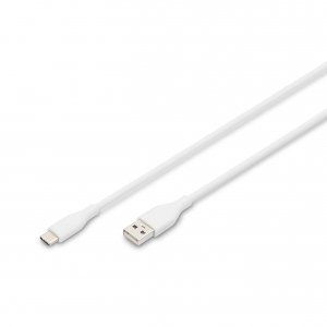 Kabel zasilający DIGITUS silikonowy USB-A - USB-C, USB 2.0 60W, 0,5m biały