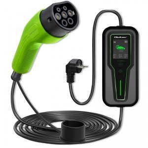 Ładowarka Qoltec do samochodu elektrycznego EV  z regulacją 2w1 typ2 | 3.5kW | 230V | LCD | Przenośna | Wallbox | 5m