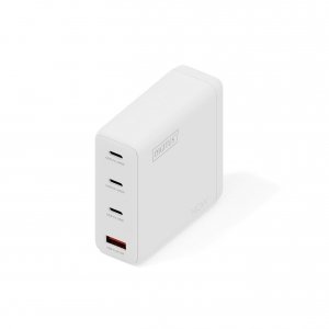 Ładowarka sieciowa DIGITUS GaN II 140W, 3x USB-C, 1x USB-A, PD 3.0, QC 3.0, Biała