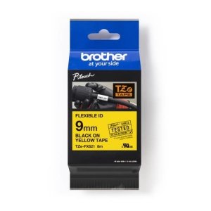 Taśma Brother TZe-FX621 9mm x 8m (TZEFX621) - żółta, czarny nadruk