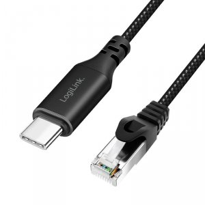 Kabel adapter LogiLink CU0416 Ethernet USB 3.2, C/M do RJ45/M, aktywny, 10 m
