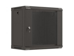 Szafa instalacyjna Rack wisząca 19&quot; 9U 540x350 czarna Drzwi przeszklone Lanberg (flat pack)