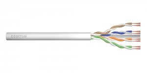 Kabel teleinformatyczny patchcordowy DIGITUS kat.6A, U/UTP, linka, AWG 26/7, LSOH, 100m, szary, karton
