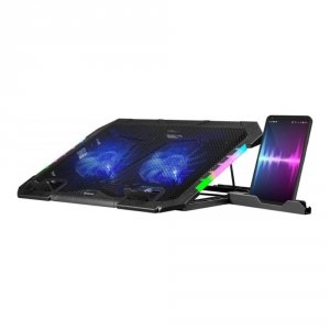 Podstawka chłodząca Defender NS-502 laptop notebook 15.6-17.3&quot; 2xUSB 2 fans podświetlenie RGB + uchwyt smartfon