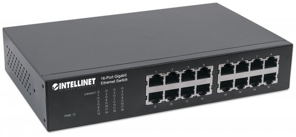 Switch niezarządzalny Intellinet 16x 10/100/1000 Mbps Desktop/Rack 19&amp;quot;