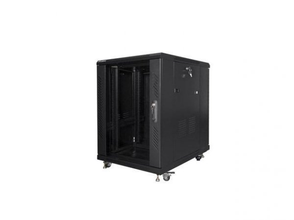 Szafa instalacyjna Rack stojąca 19&amp;quot; 15U 600x800 czarna Lanberg (flat pack)