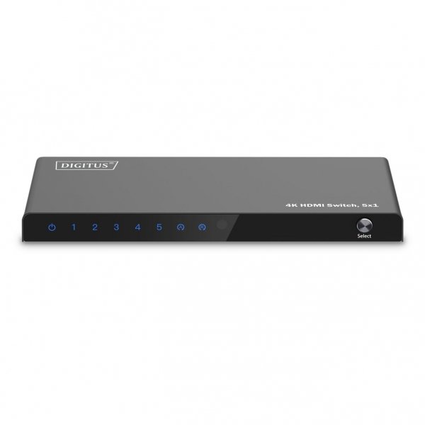 Przełącznik/Switch DIGITUS HDMI 5x1, 4K/60Hz UHD z HDR, 18 Gbps, HDCP 2.2