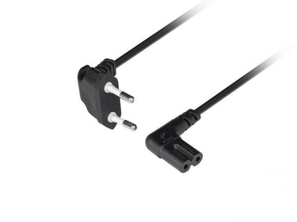 Kabel zasilający Lanberg CEE 7/16 -&amp;gt; IEC 320 C7 EURO (radiowy) 3m kątowy VDE czarny