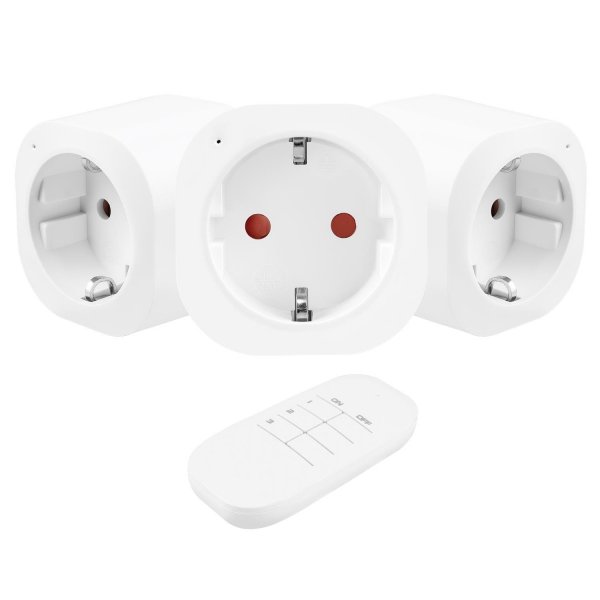 Gniazdka sterowane pilotem GreenBlue GB313 F, 3szt, programowalne, zasięg do 30m, 220-240V AC, 50/60Hz, 16A, 433MHz