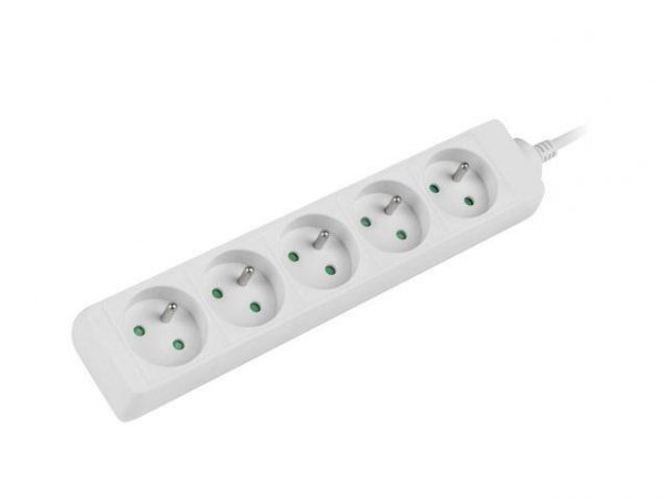 Listwa przedłużacz Lanberg 1,5m biała 5x 230V PL, kabel wykonany z pełnej miedzi