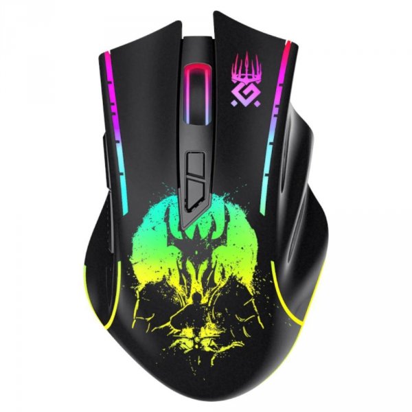 Mysz bezprzewodowa Defender KRONOS GM-695 optyczna 1600dpi czarna RGB AKUMULATOR 6 przycisków Gaming