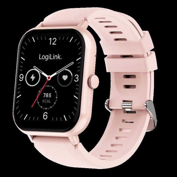 Smartwatch LogiLink SW0001P ekran dotykowy LCD 1,83&amp;quot;, BT 5.2, IP68, różowy