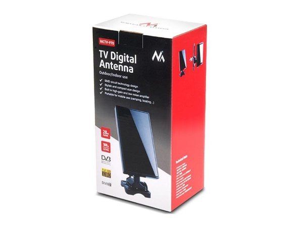 Antena TV DVB-T/T2 H.265 HEVC Maclean MCTV-970 wewnętrzno - zewnętrzna, czarna