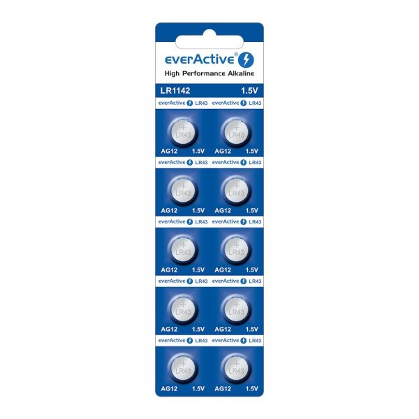 Bateria alkaliczna mini everActive AG12 G12 LR1142 LR43 - blister 10 sztuk