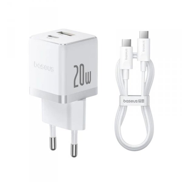 Ładowarka sieciowa Baseus Palm P10111608213-01 szybka 20W z gniazdem USB + USB-C PD 3.0 + kabel 1m