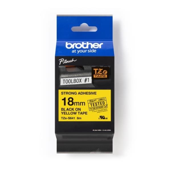Taśma Brother TZe-S641 18mm x 8m (TZES641) - żółta, czarny nadruk
