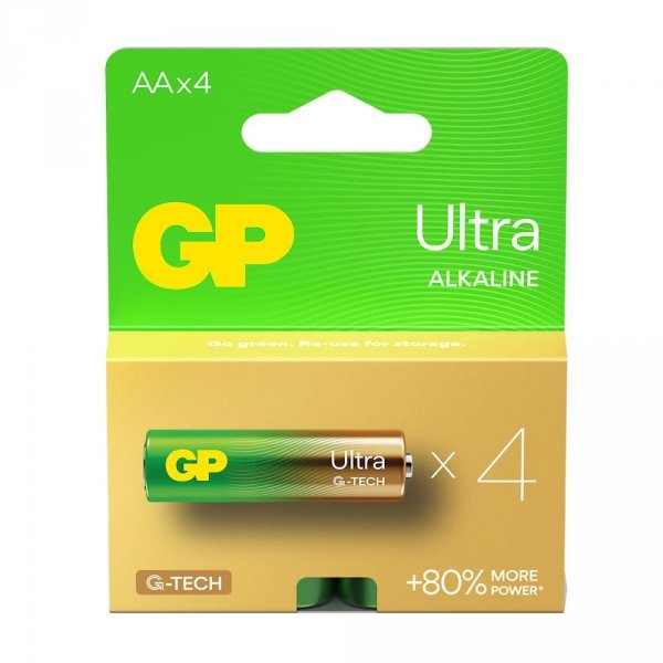 OUTLET: Bateria alkaliczna AA / LR6 GP Ultra Alkaline G-TECH - 4 sztuki - USZ OPAK