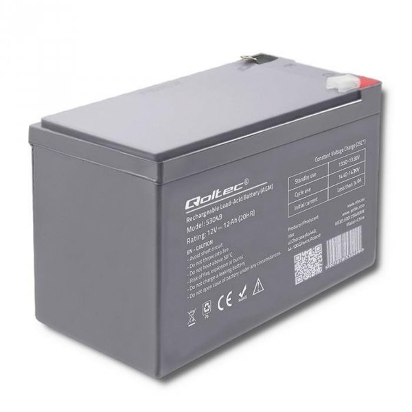 Akumulator AGM Qoltec 12V | 12Ah