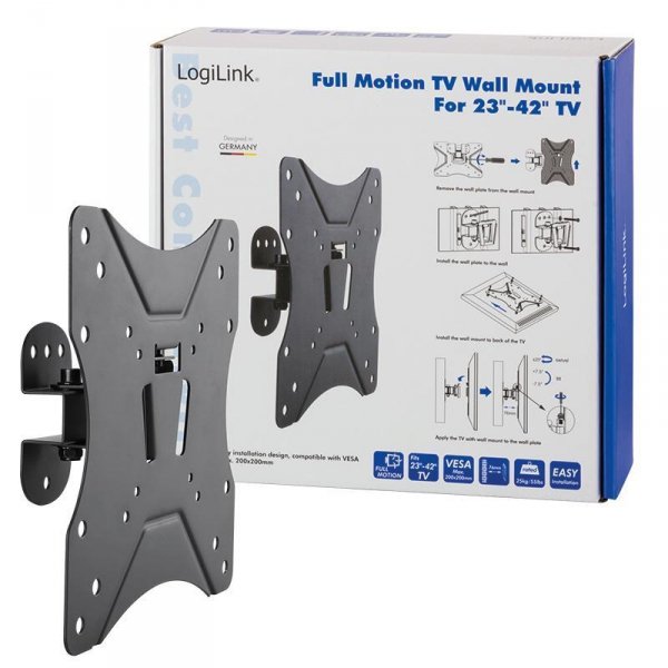 Uchwyt ścienny LogiLink do telewizora LCD/LED nachylenie +/-7.5° VESA 200x200, 23-42&amp;quot;