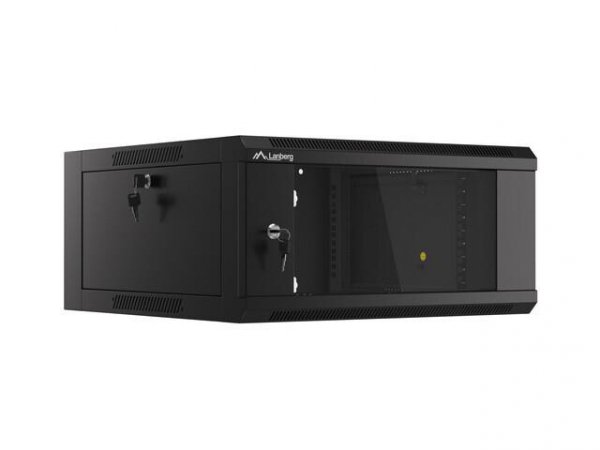 Szafa instalacyjna Lanberg rack wisząca 19&amp;quot; 4U 600 drzwi szklane czarna (złożona)