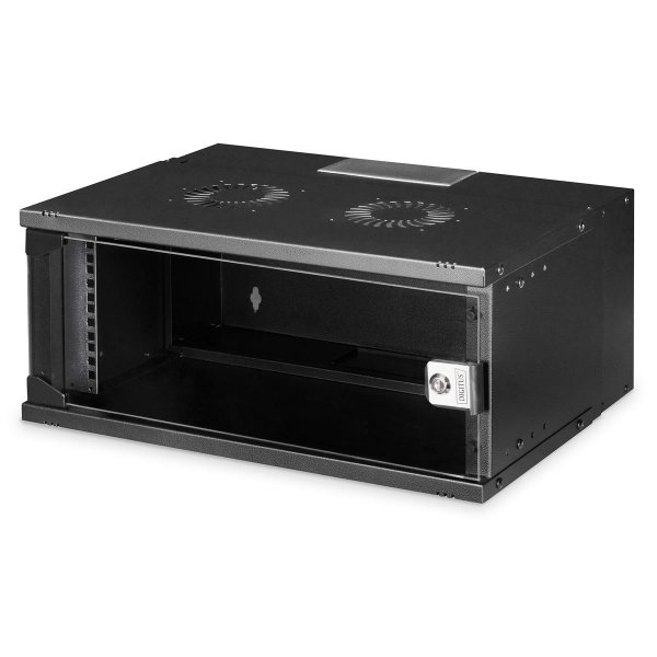 Szafa wisząca jednosekcyjna DIGITUS 19&amp;quot; 4U, SOHO PRO 240 x 540 x 400 mm, drzwi szyba, czarny, niezmontowana, 60kg
