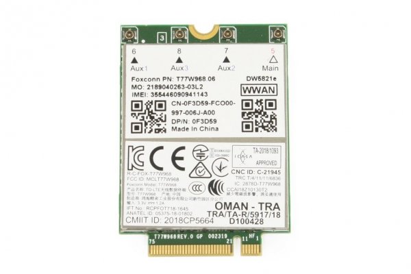 MODEM WWAN Foxconn DW5821e DELL 4G LTE X20 Snapdragon