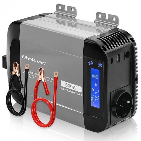 Przetwornica napięcia Qoltec Pure Sine Wave | 12V na 230V | 300/600W