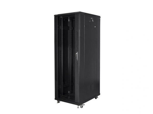 Szafa instalacyjna Rack stojąca 19&amp;quot; 47U 800x800 Drzwi Szklane czarna Lanberg (flat pack)