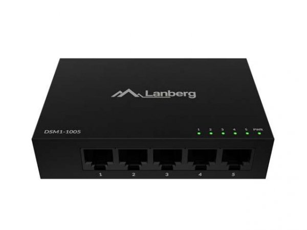 Switch niezarządzalny Lanberg 5x 1GB/s Gigabit Ethernet Desktop 12V (Obudowa metalowa)