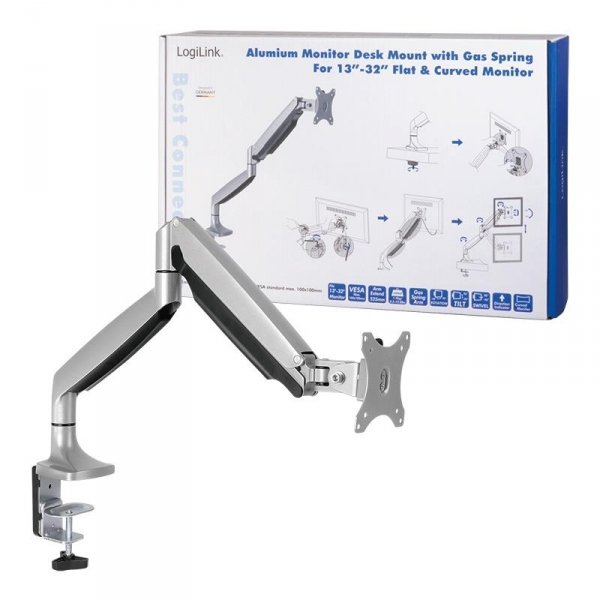 Uchwyt do monitora LCD/LED LogiLink aluminiowy, VESA 100x100, 13-32&amp;quot;