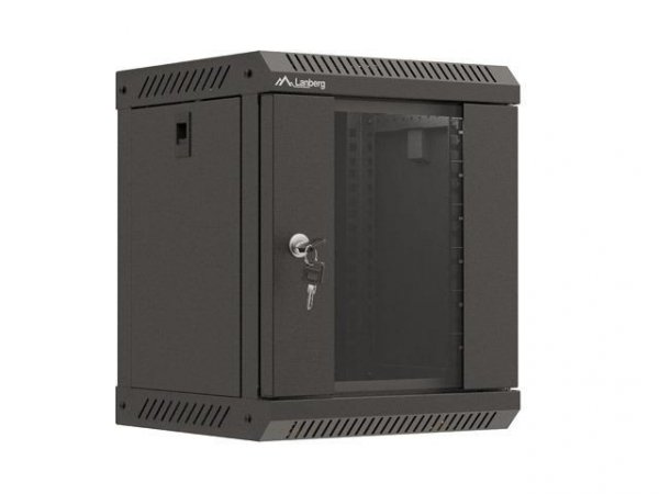 Szafa instalacyjna Rack Lanberg Wisząca 10&amp;quot; 6U 300x300 Drzwi przeszklone (flat pack) Czarna