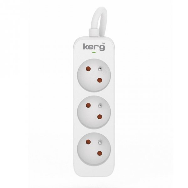 Przedłużacz KERG M02384 3-gniazdowy 3m 3×1,0mm2 H05VV-F 10A/250V biały