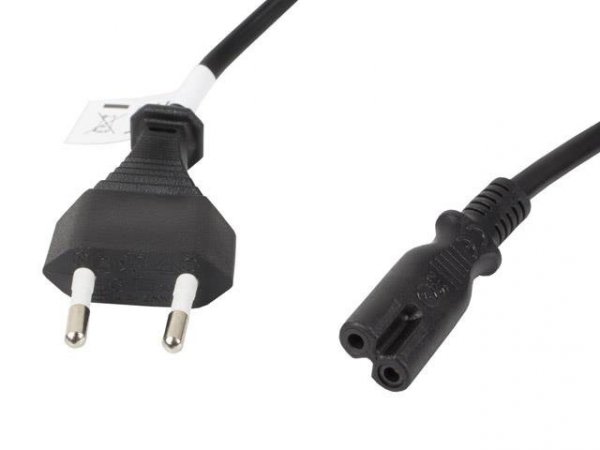 Kabel zasilający Lanberg CEE 7/16 -&amp;gt; IEC 320 C7 EURO (radiowy) 1,8m VDE czarny