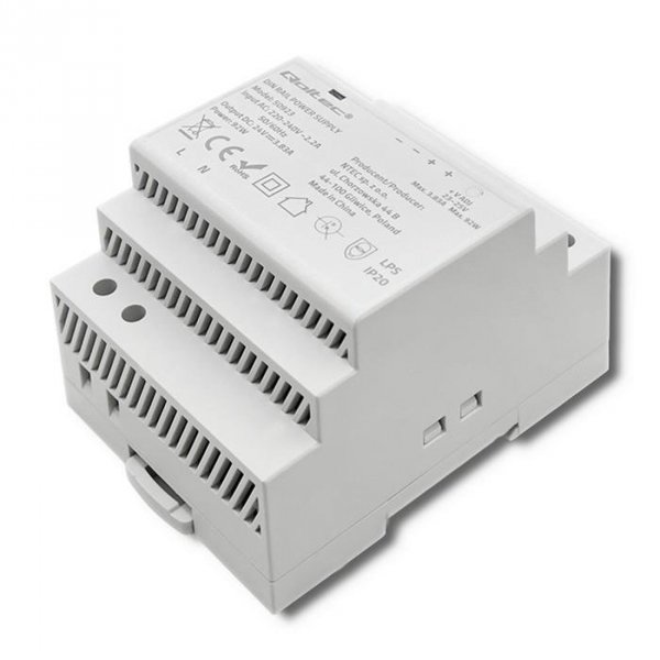 Zasilacz na szynę DIN Qoltec | 92W | 24V | 3.83A | Szary